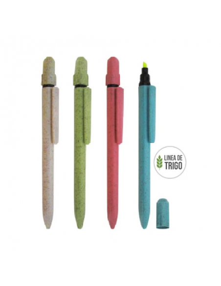 Lapicero Fibra Trigo Resaltador Lapicero Fibra Trigo Resaltador