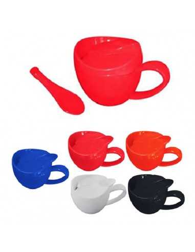 Taza Plastico con Tapa y Cuchara Taza Plastico con Tapa y Cuchara
