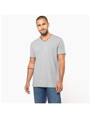 Polo Cuello V Personalizado de Algodon color gris
