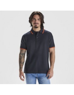 Polo Pique Personalizado con cuello tejido color azul