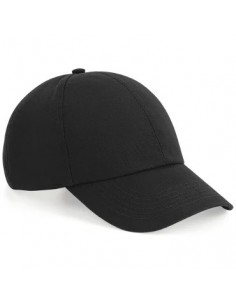 Gorra Drill 6 Paneles Personalizada negra con visera curva.