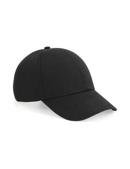 Gorra Drill 6 Paneles Personalizada negra con visera curva.